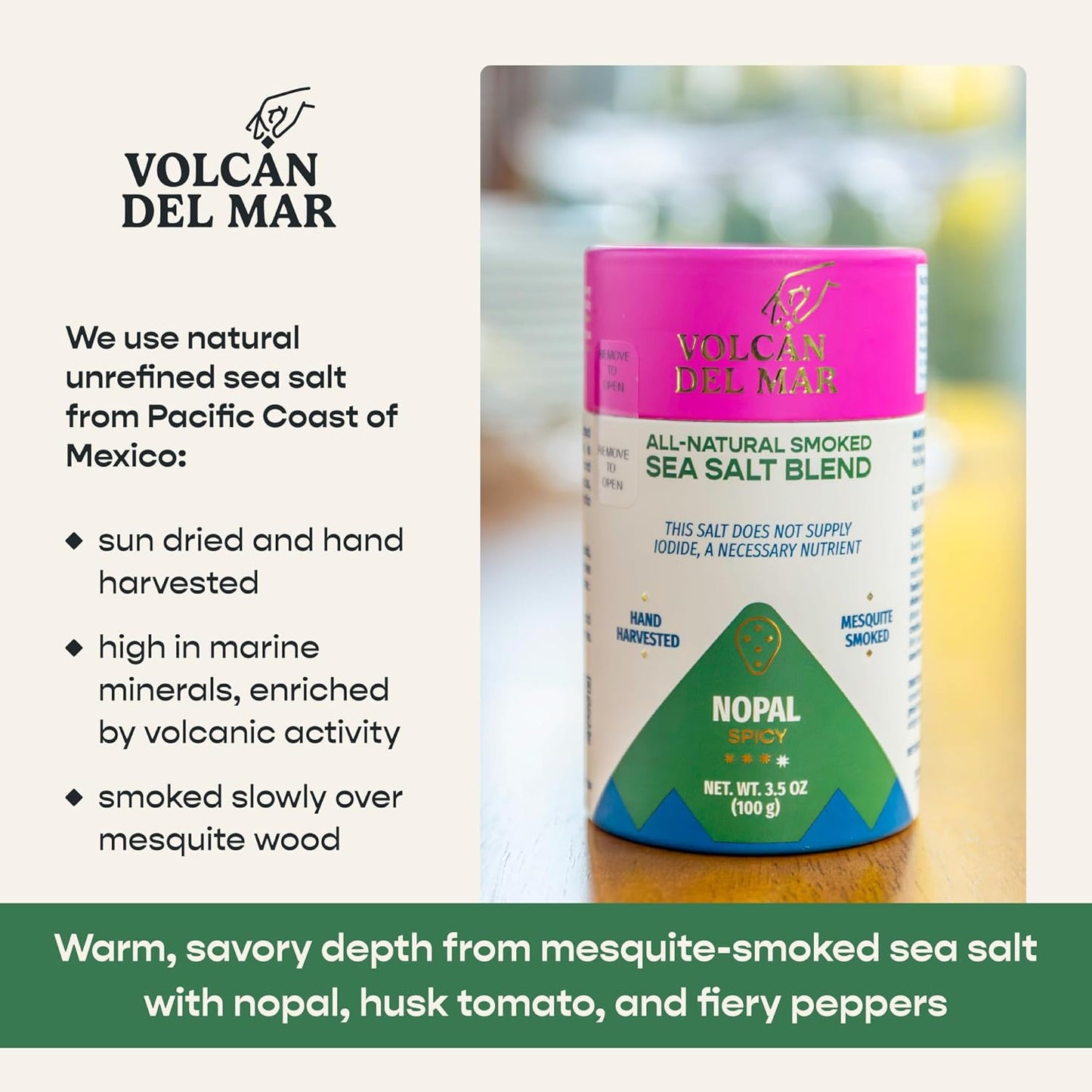 All-Natural Smoked Sea Salt Blend - Nopal (Spicy)